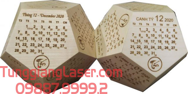 Cắt khắc laser lịch gỗ tạo nên sản phẩm độc đáo